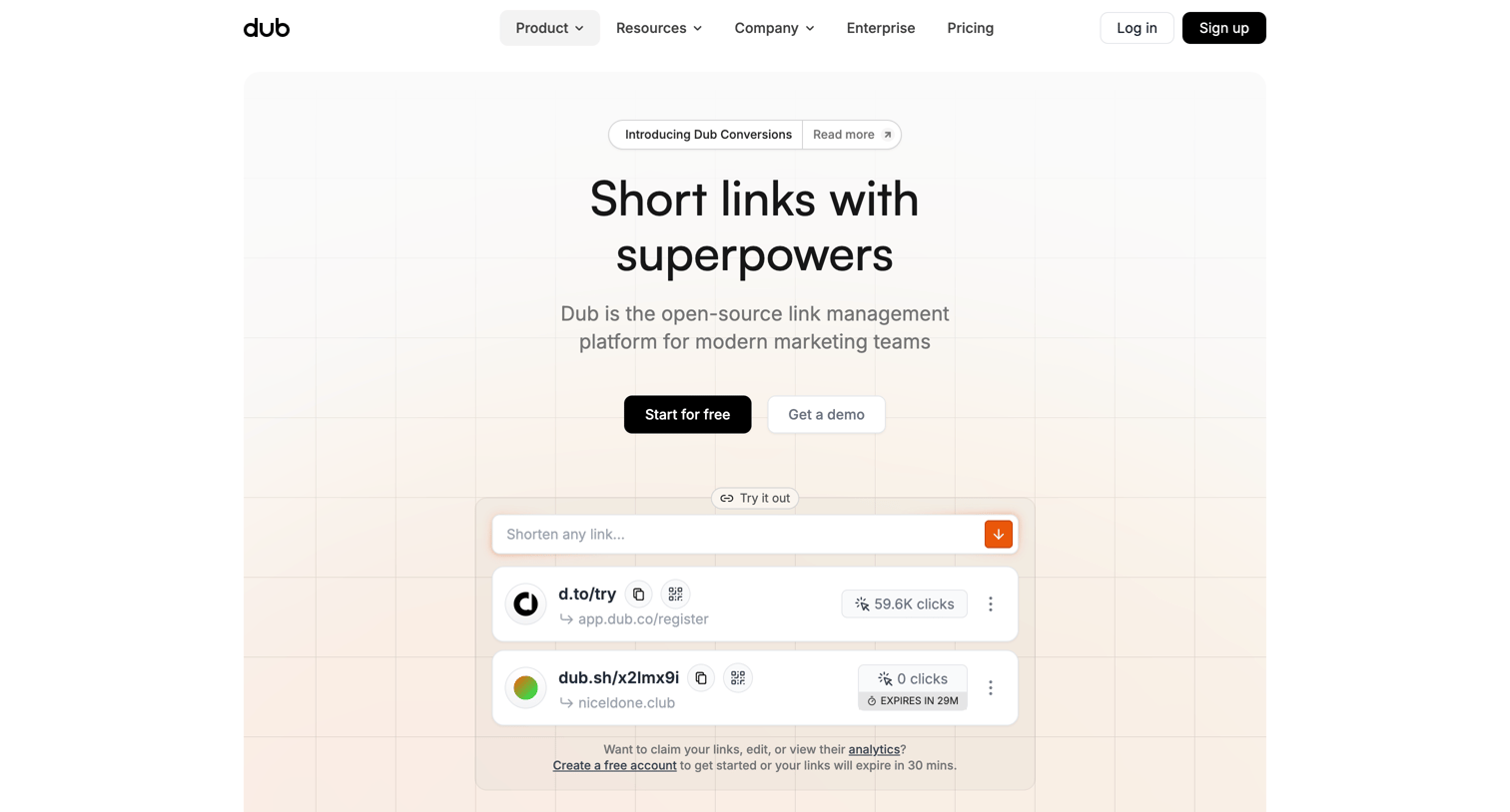 Dub - Dub.co - Link Management for Modern Marketing Teams screen
