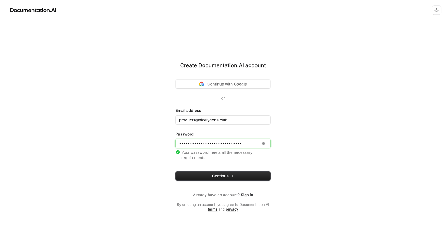 Documentation.AI - Dashboard - Documentation.AI screen