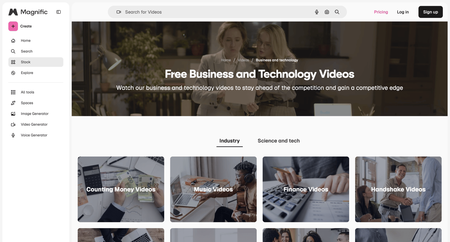 Magnific - Free Business and Technology Videos in HD and 4K to download | Magnific screen