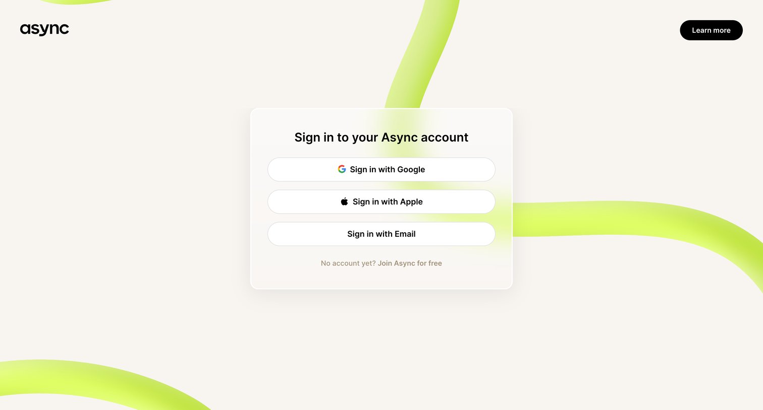 Async - Async | Log in screen