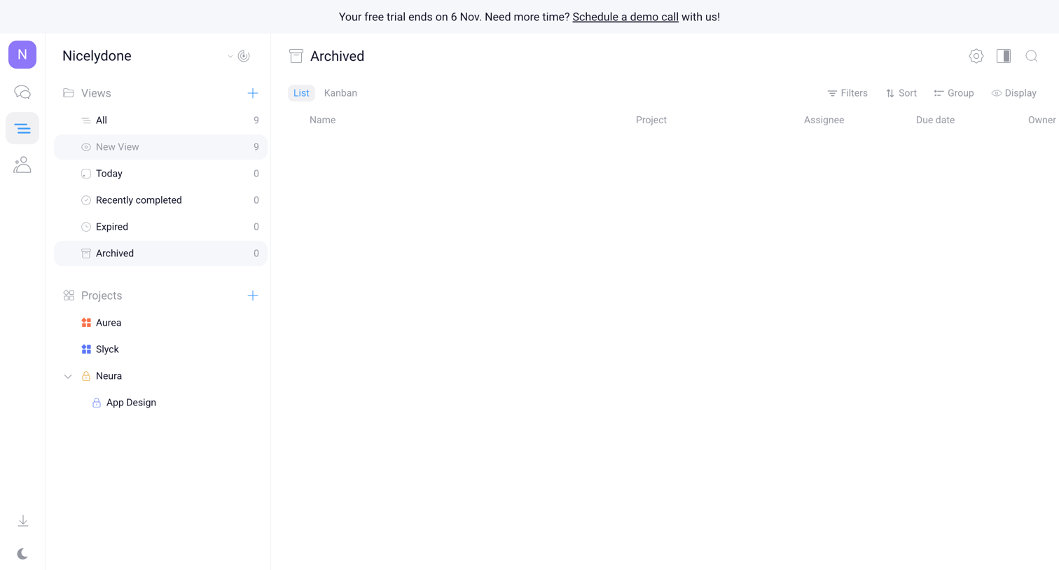 Orchestra - Nicelydone - Tasks screen