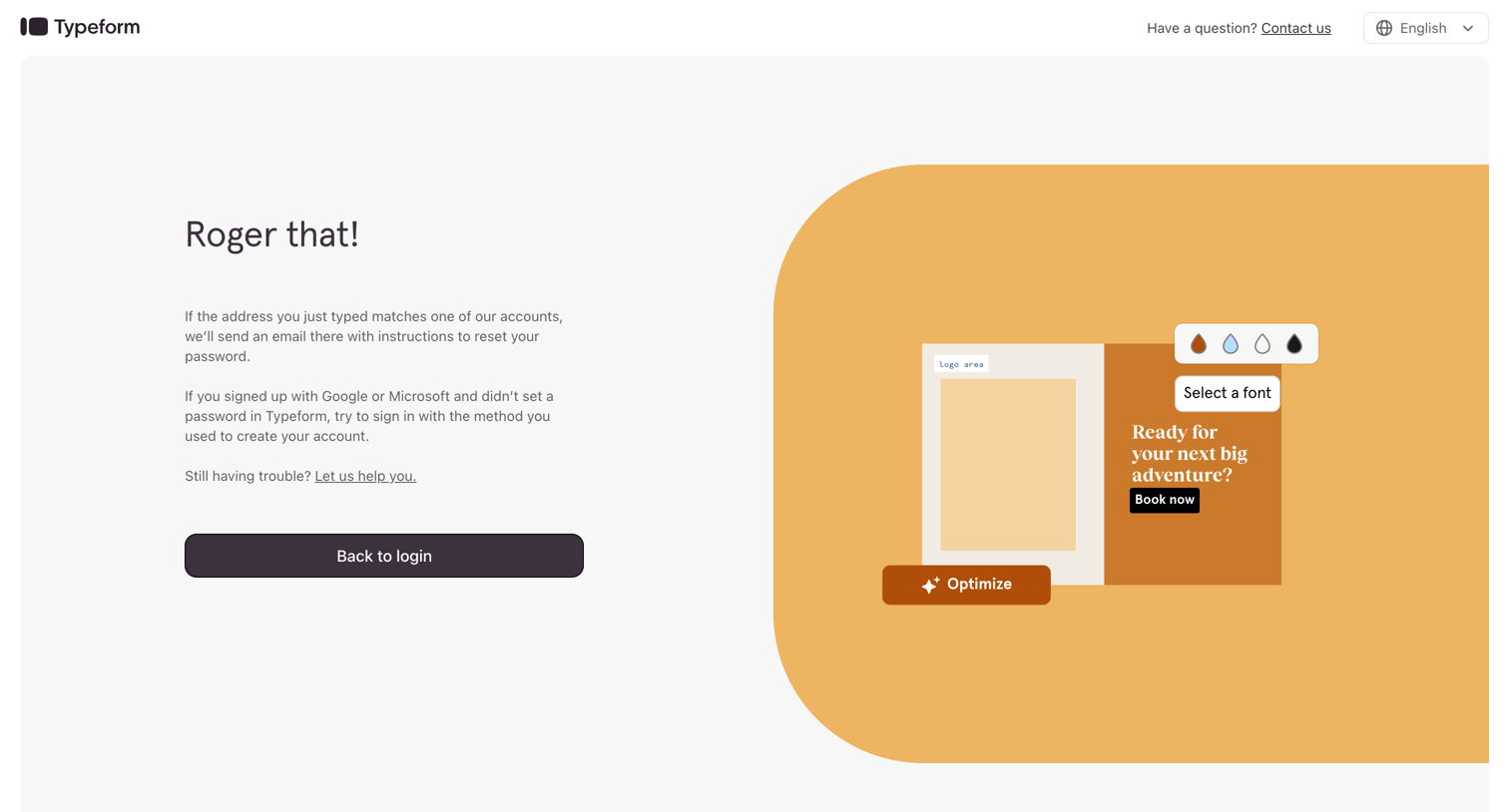 Typeform screen