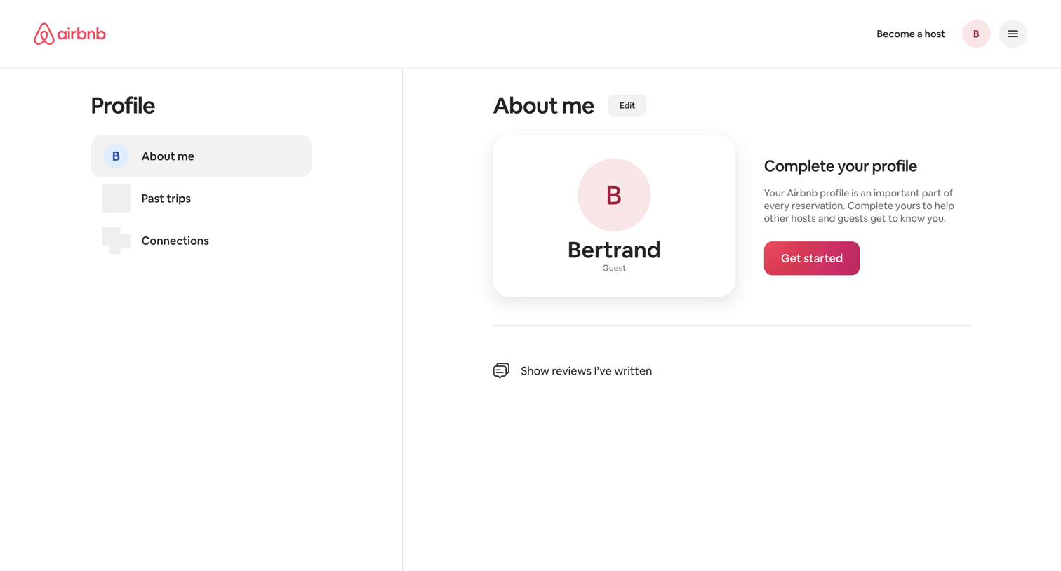 Airbnb - Profile · Airbnb screen