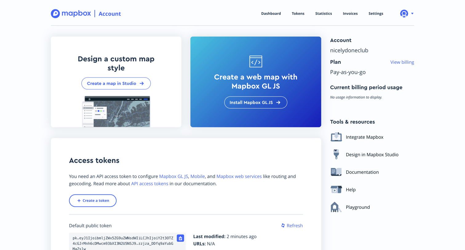 Mapbox - Account | Mapbox screen