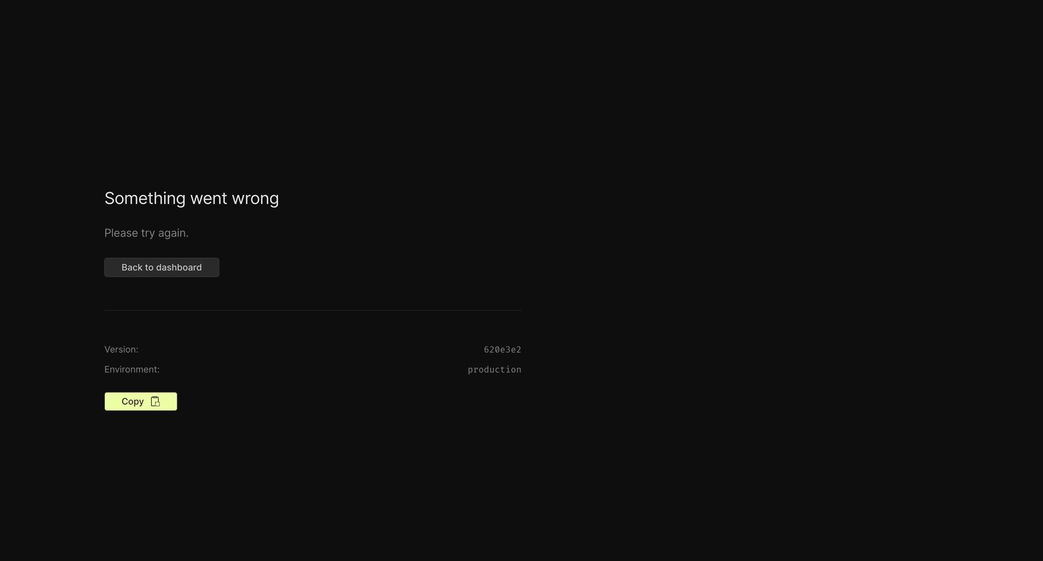 CodeSandbox - Something went wrong - CodeSandbox screen