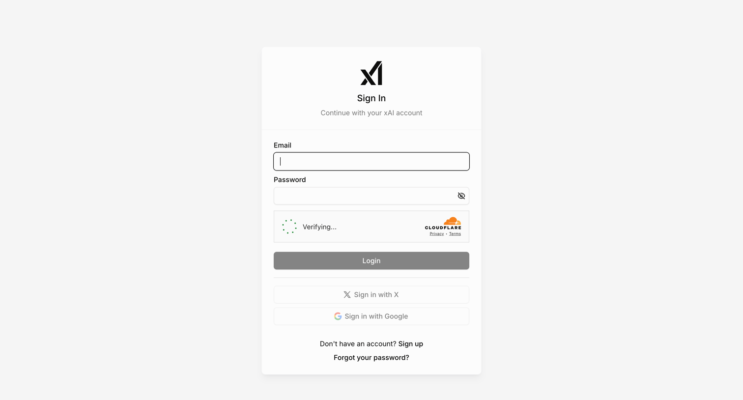 Grok - Sign In | xAI Single-Sign On screen