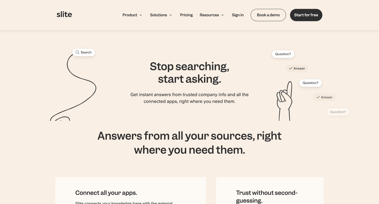 Slite - Ask -
Stop searching, start asking Slite screen