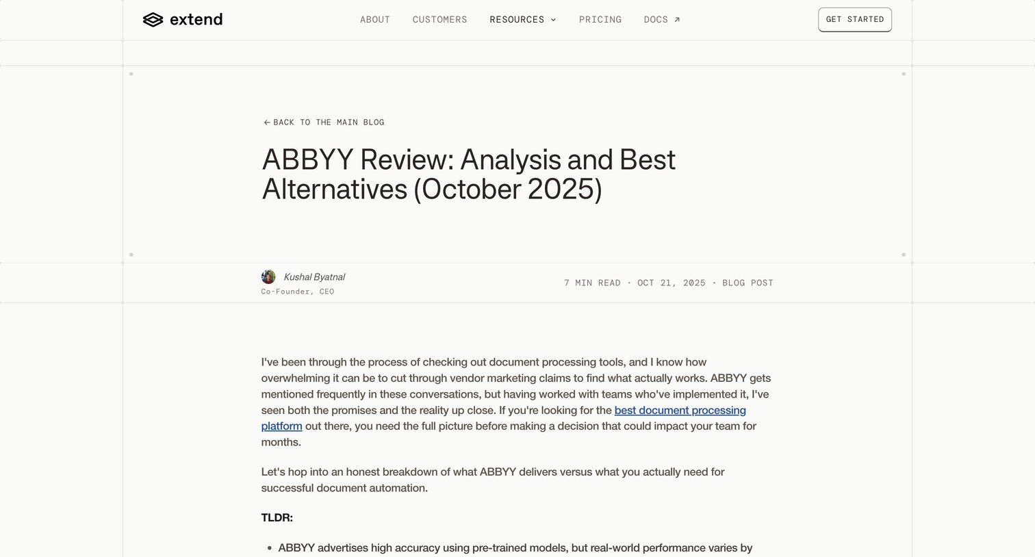 Extend - ABBYY Review: Features, Limitations & Best Alternatives 2025 | Extend screen