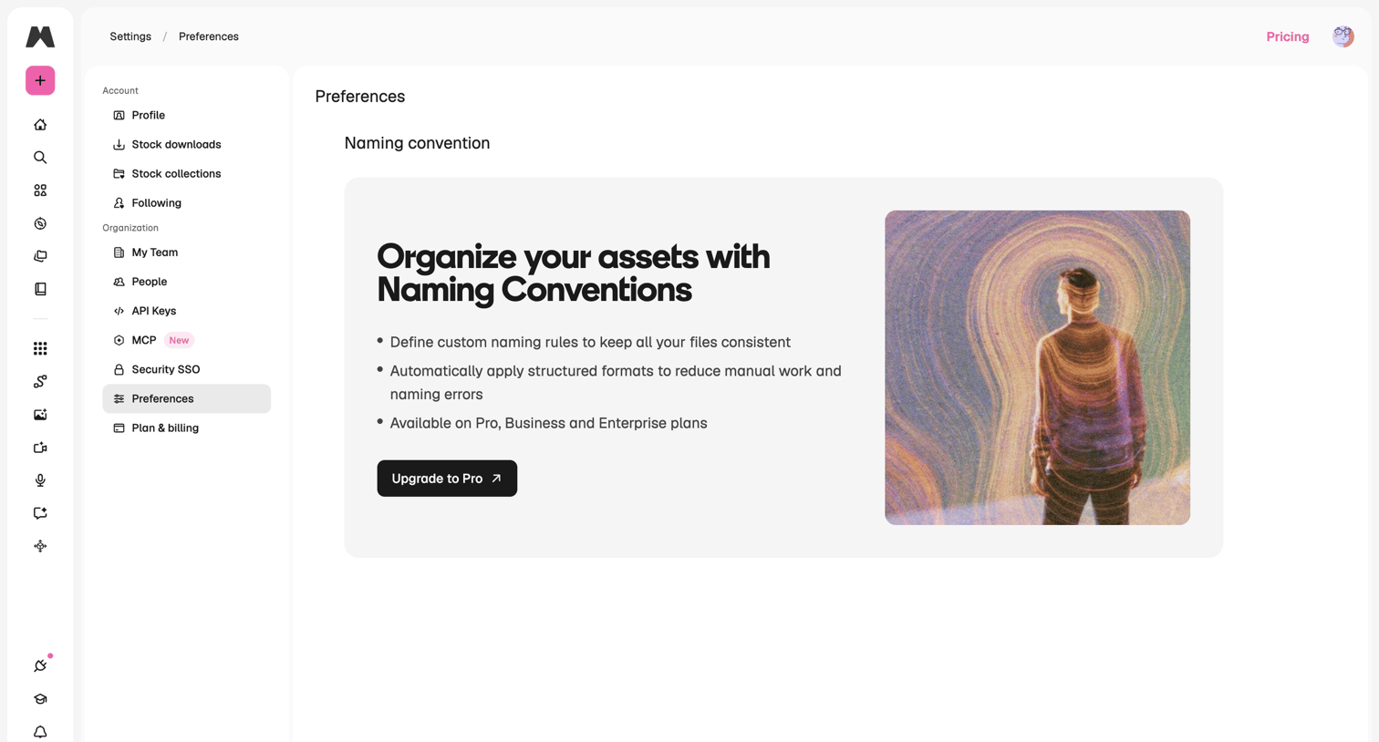 Magnific - Preferences | Magnific (formerly Freepik) screen