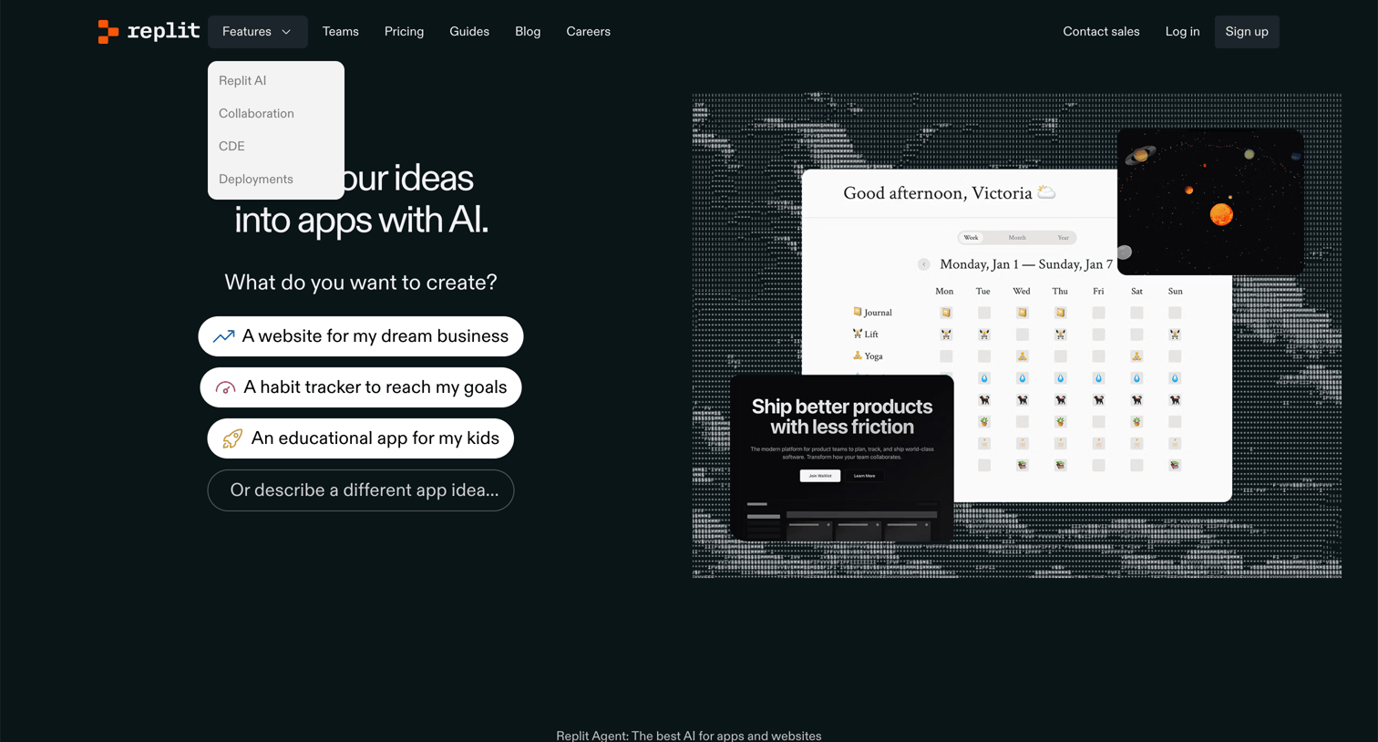 Replit - Replit – Build apps and sites with AI screen