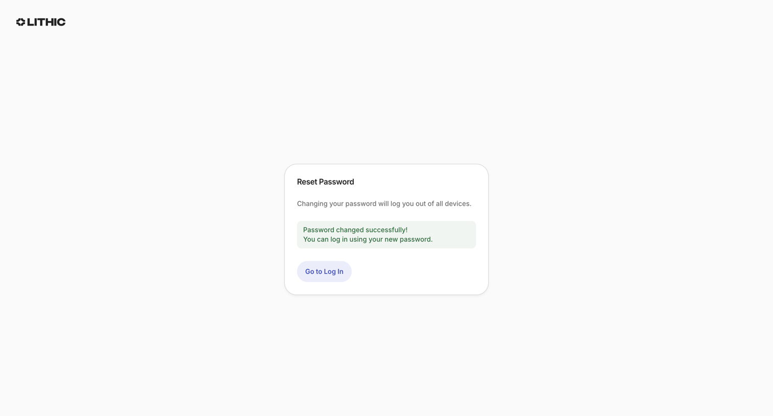 Lithic - Lithic - Reset Password screen