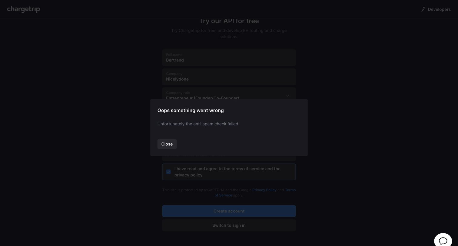 Chargetrip - Chargetrip - Sign in screen