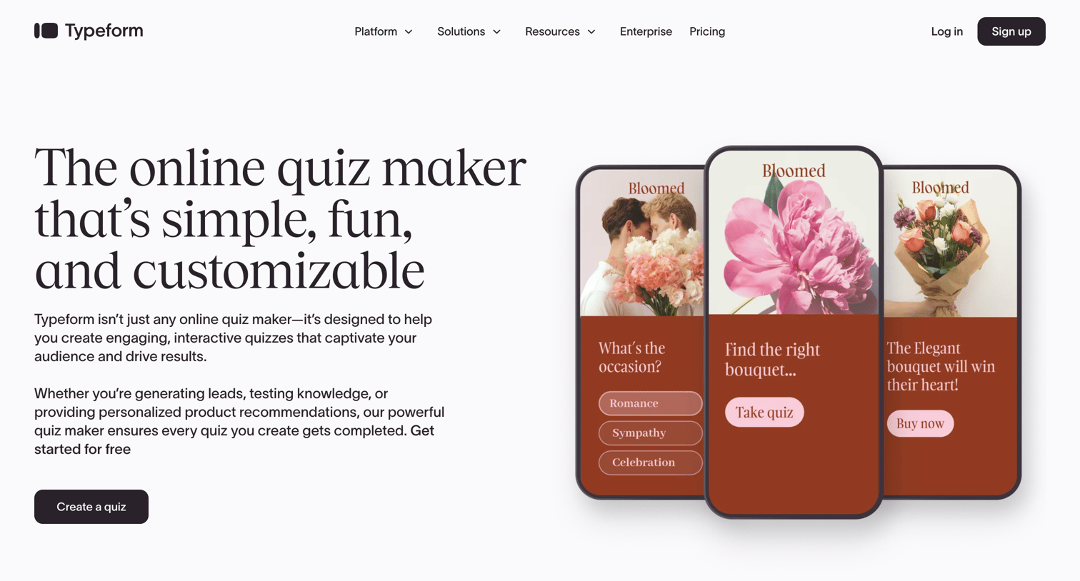Typeform - Free Online Quiz Maker - Create Quizzes Users Want to Take Typeform screen