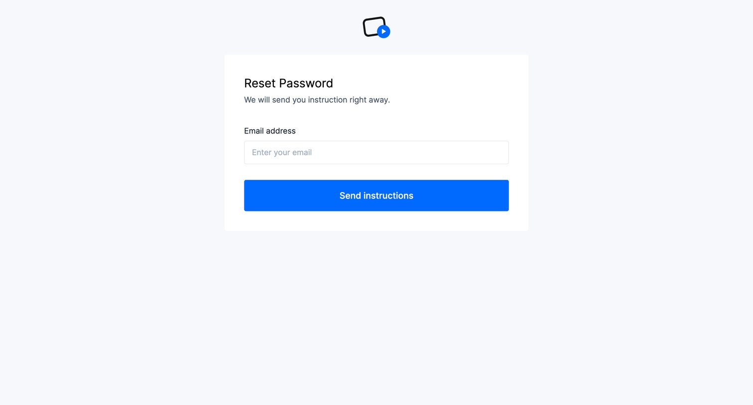 Uscreen - Reset password screen