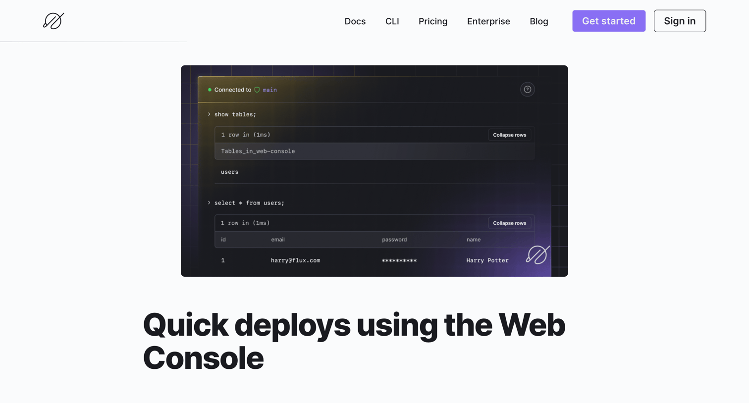 PlanetScale - Quick deploys using the Web Console screen