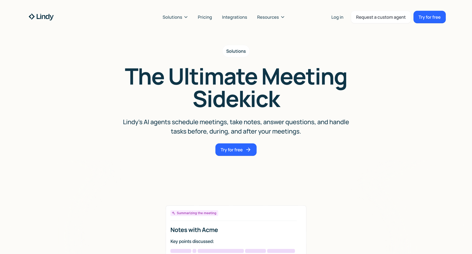 Lindy - AI Meeting Recorder - Lindy screen