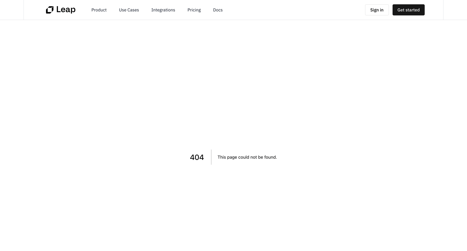 Leap - 404 This page could not be found.Leap AI | Automate any workflow with A screen