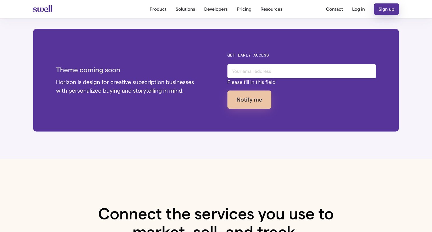 Swell - Subscription ecommerce platform | Swell screen