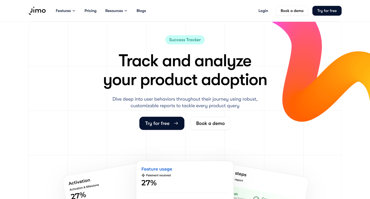 Jimo - Analyze and Optimize User Behavior with Jimo Success Tracker screen