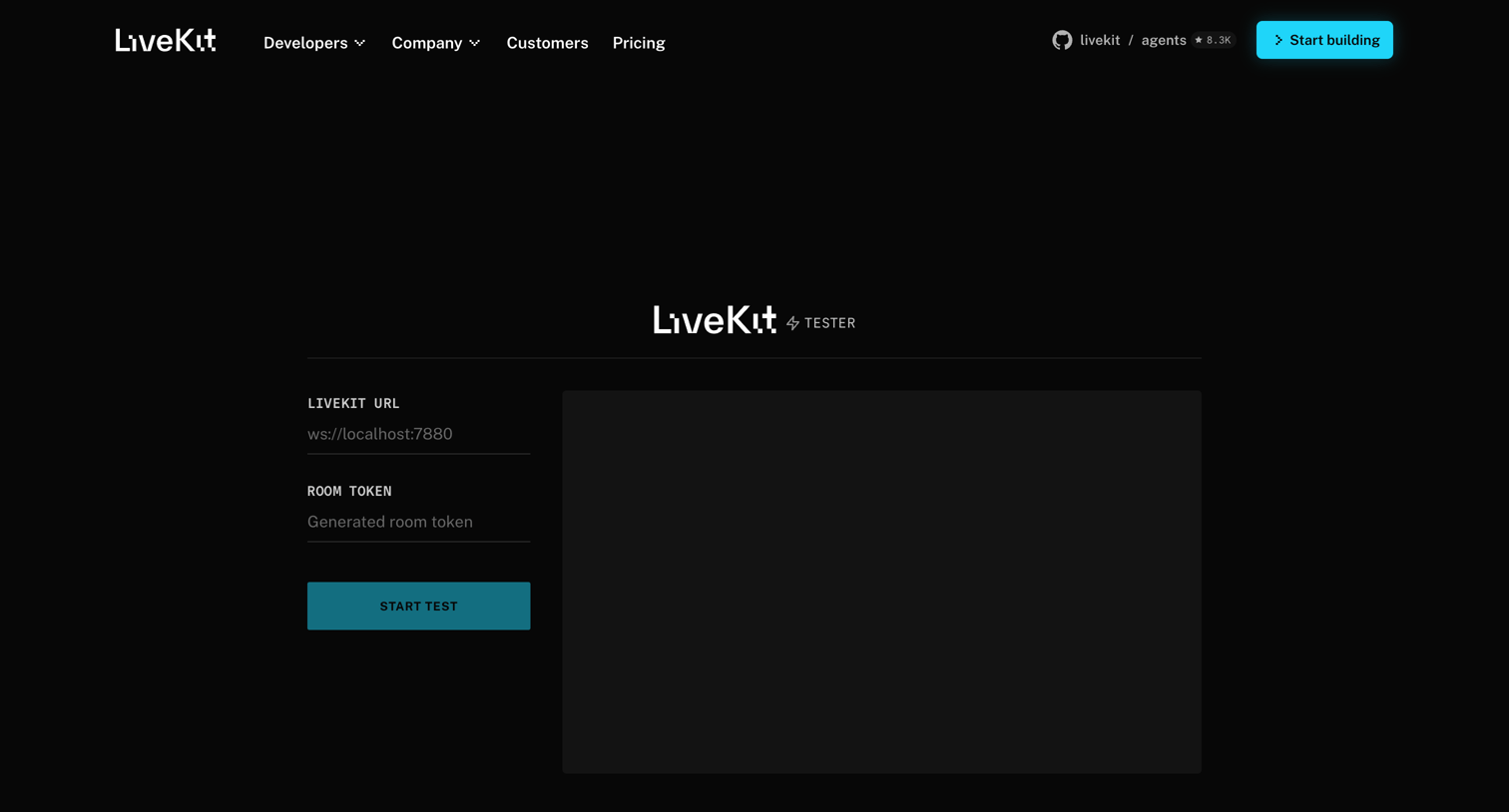 Livekit - Connection Tester  LiveKit screen