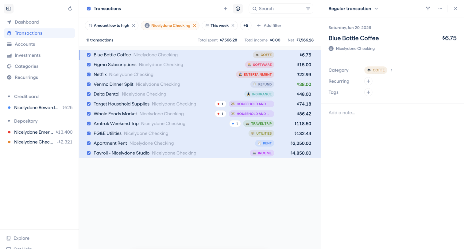Copilot - Copilot Money | Transactions screen