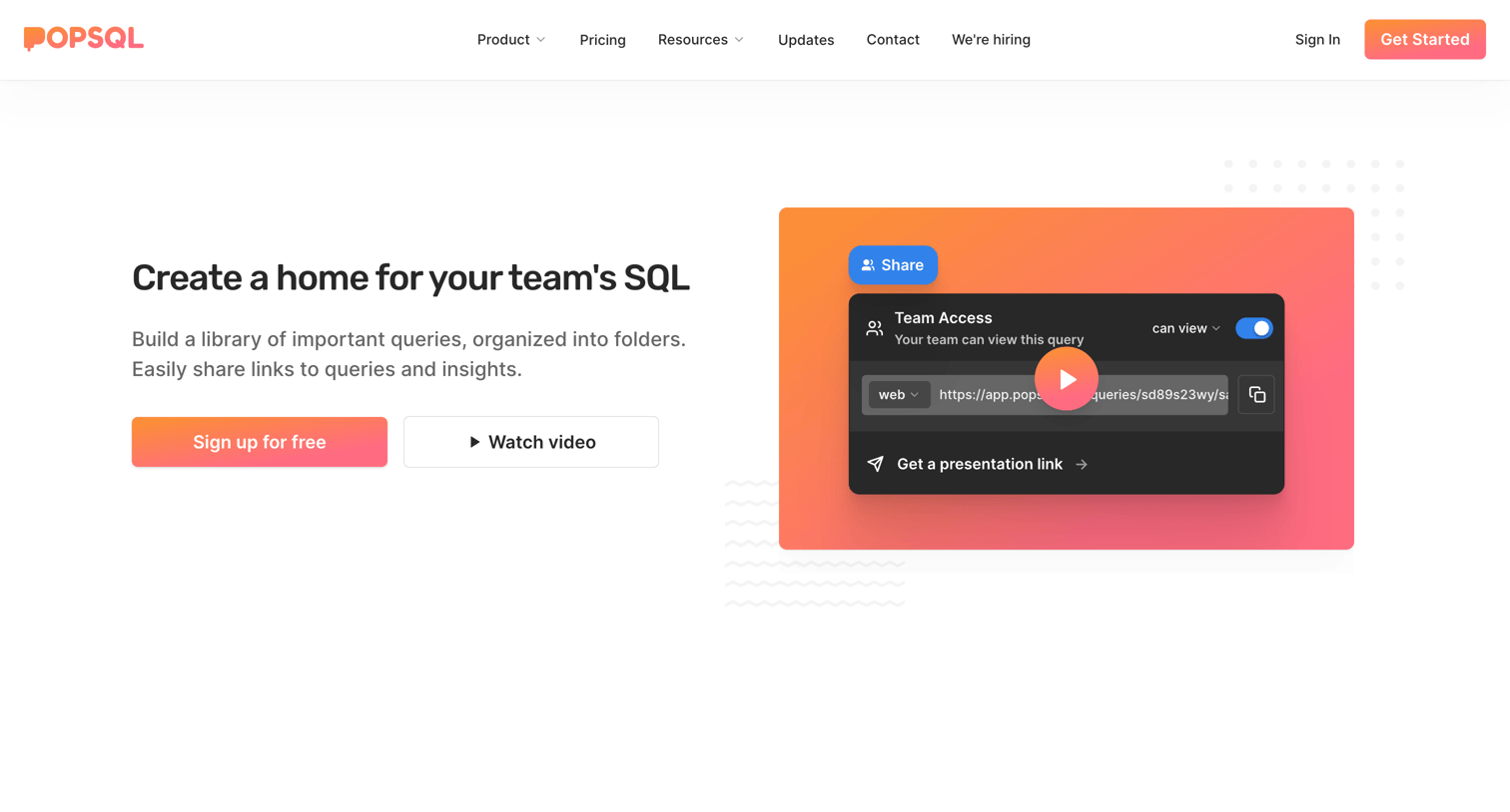 PopSQL - Shared Queries | PopSQL screen