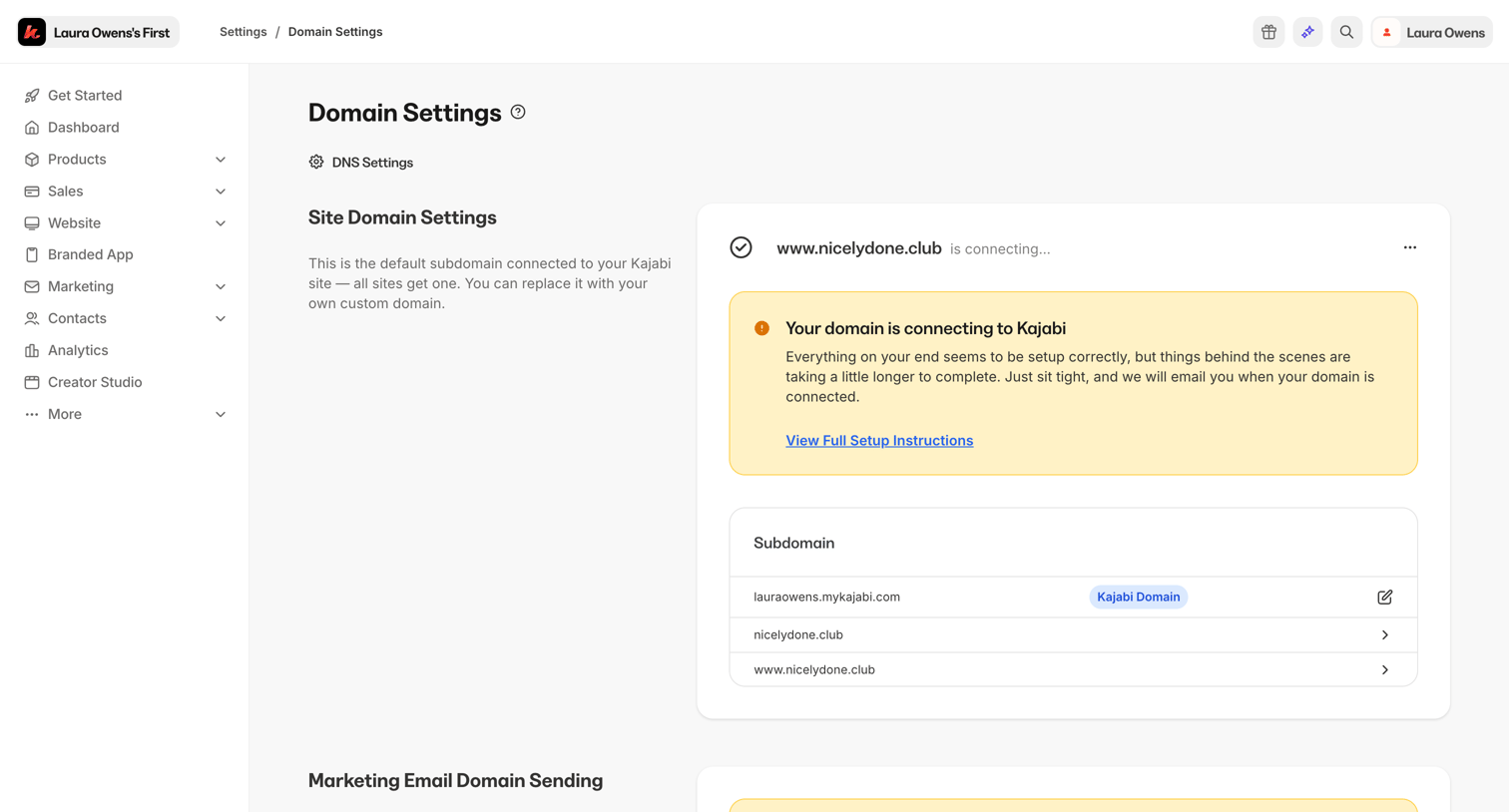 Kajabi - Kajabi - adminsites2148600208custom_domain screen