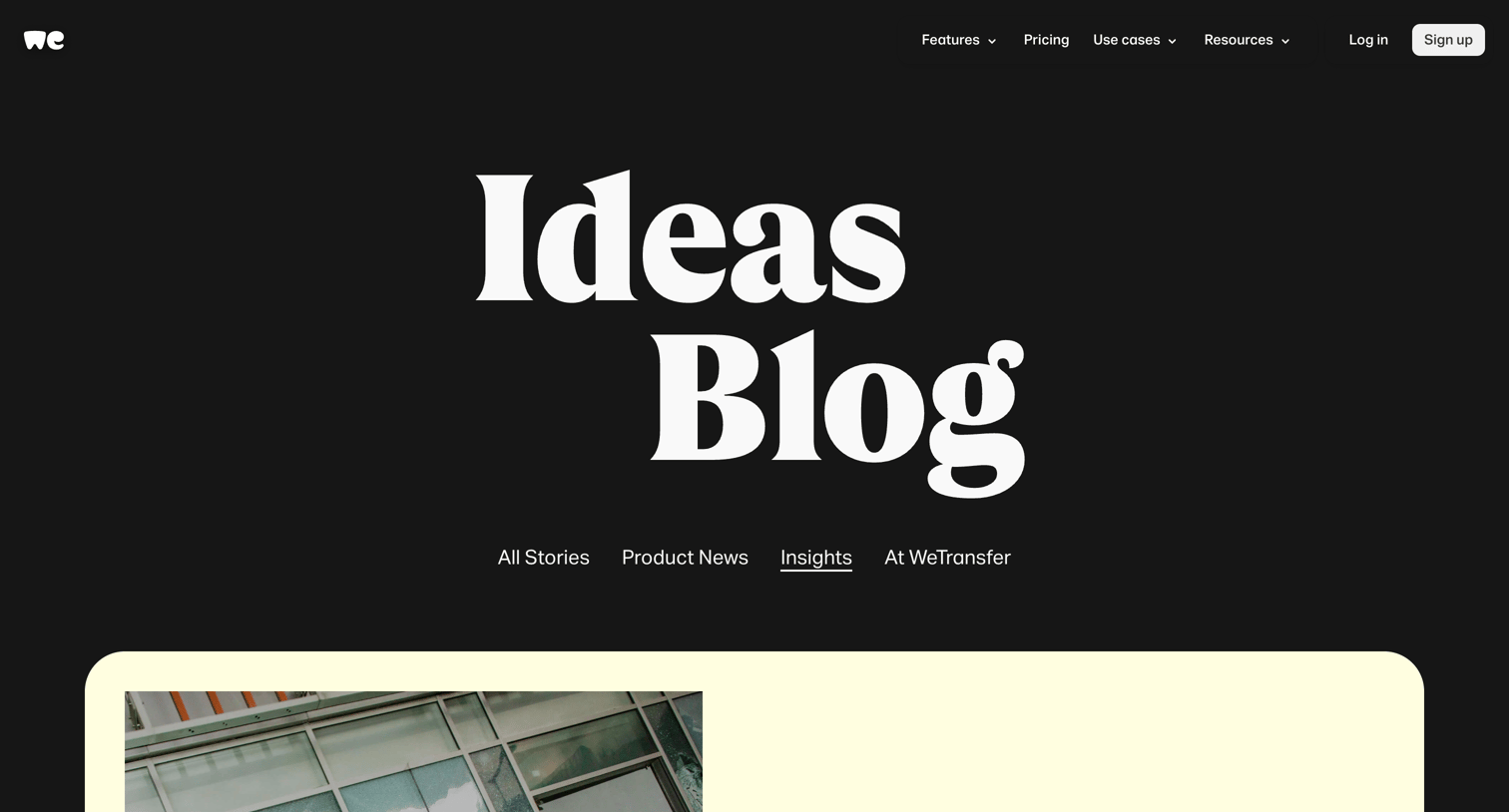 WeTransfer - Insights | Ideas by WeTransfer The official blog screen