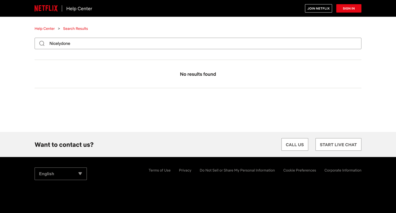Netflix - Search screen