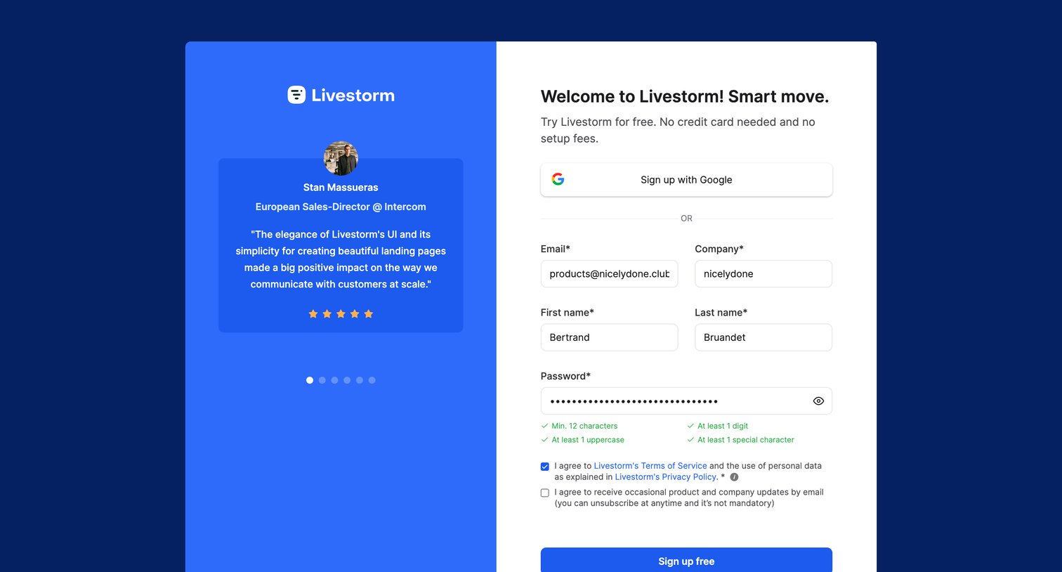 Livestorm - Dashboard | Livestorm screen