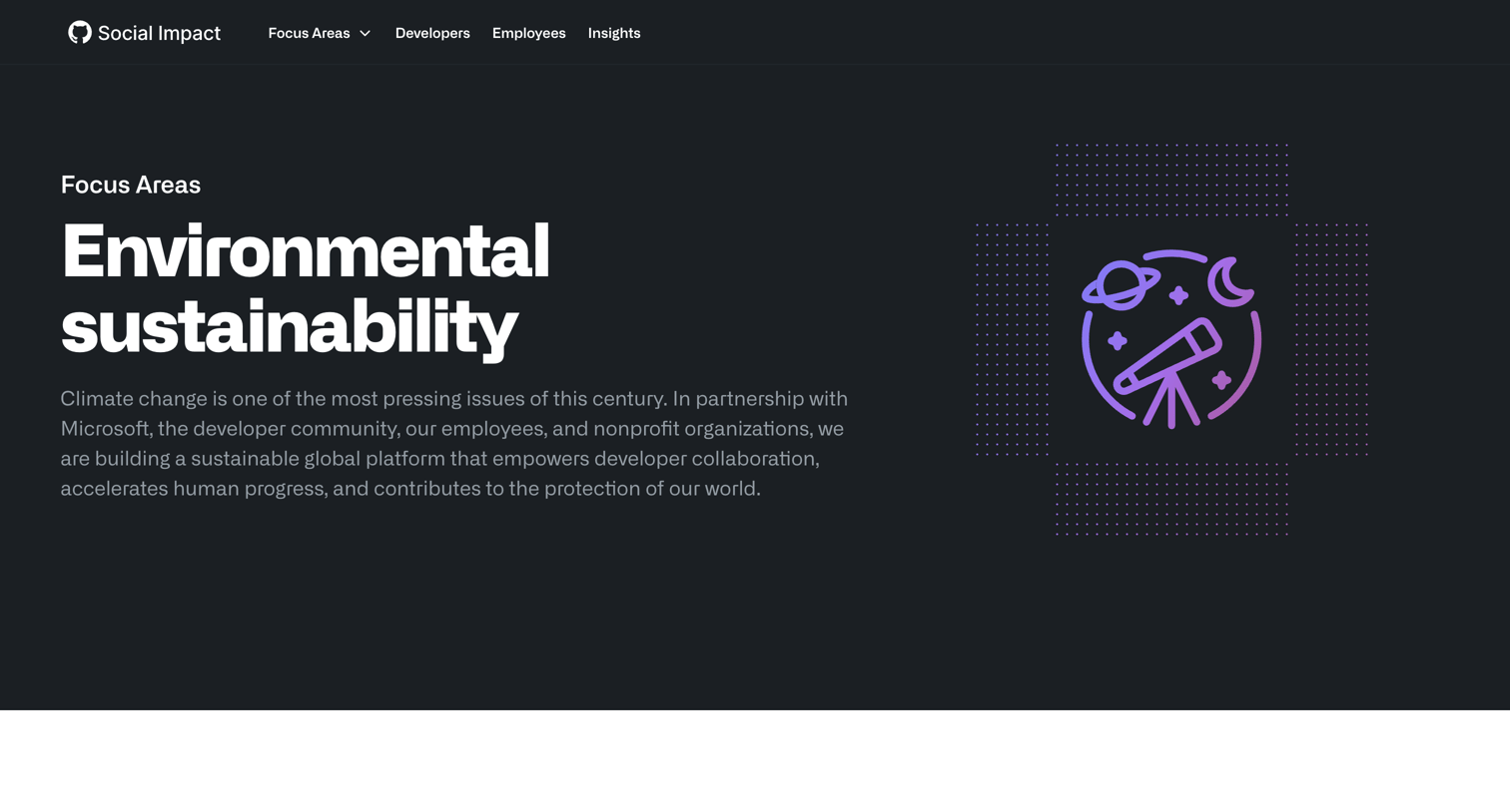 Github - Environmental Sustainability | GitHub Social Impact screen
