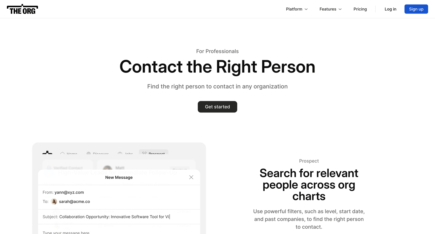 The org - For Professionals  The Org screen
