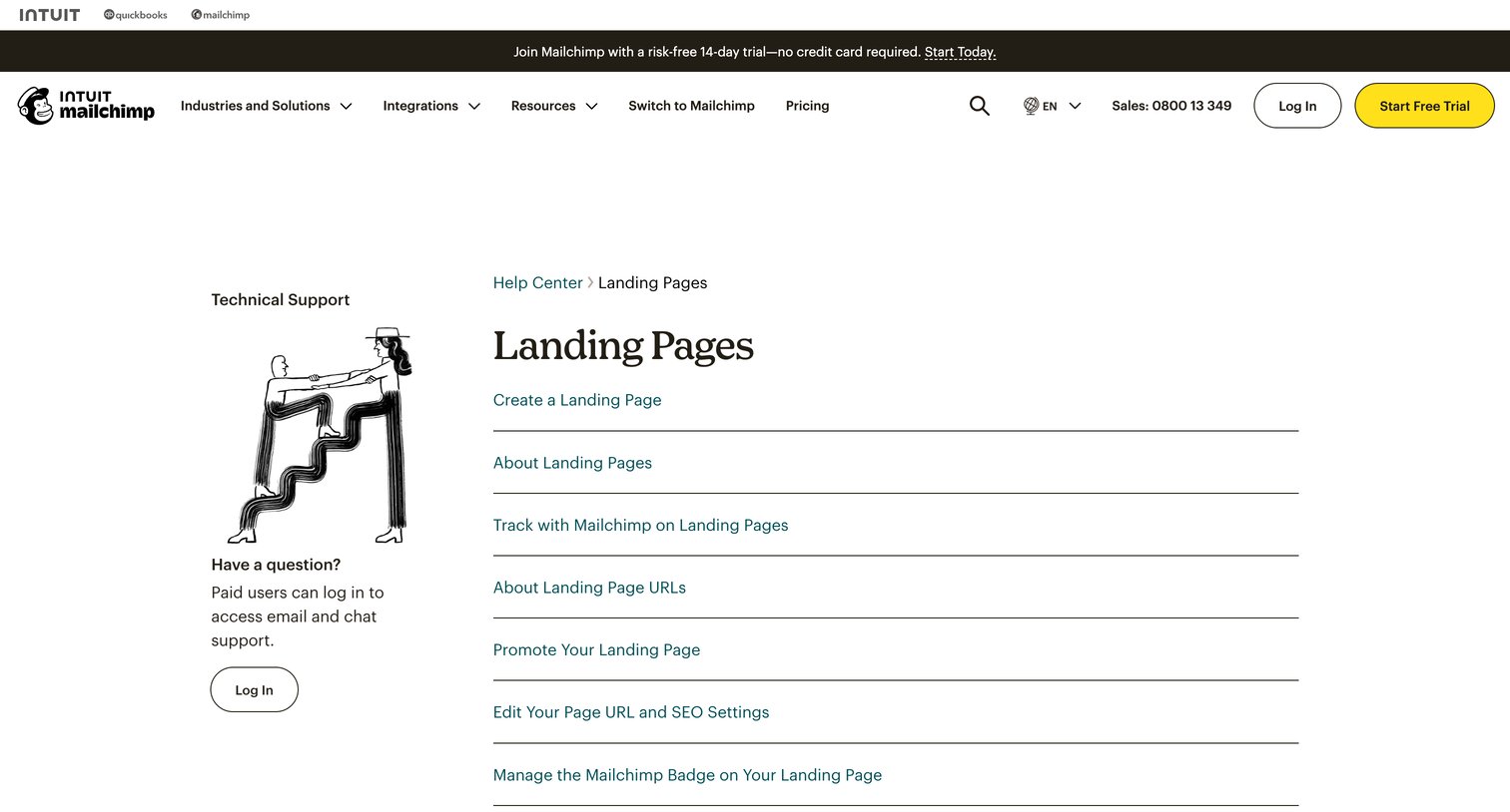Mailchimp - Landing Pages Mailchimp screen