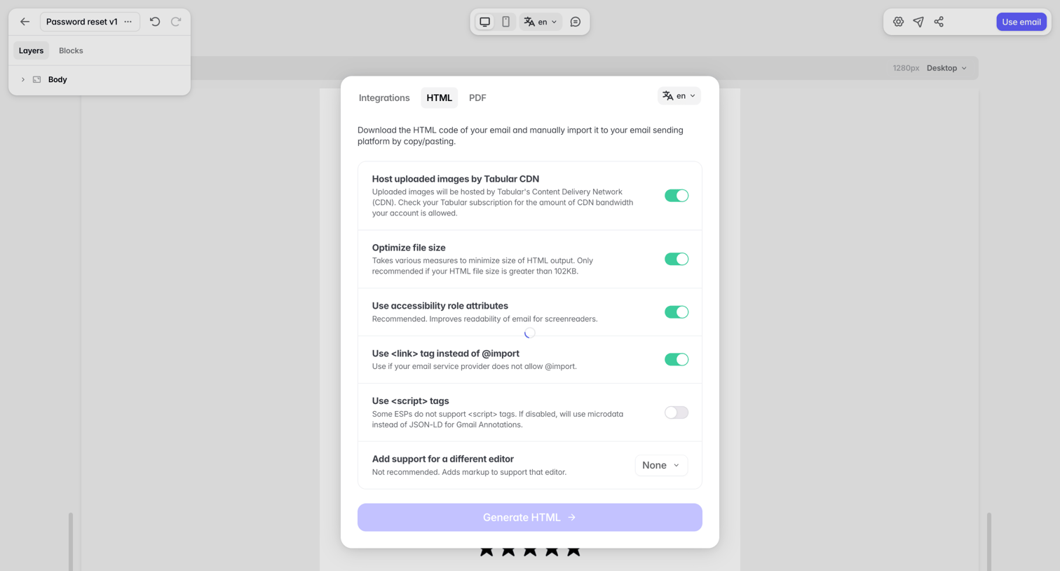 Tabular - Editor — Tabular screen