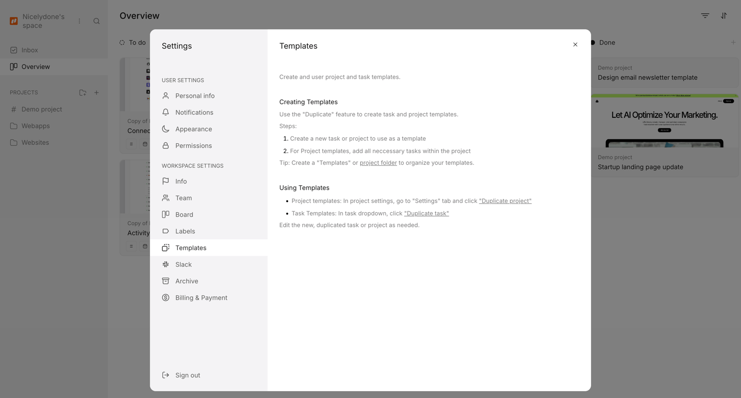 Workflow screen