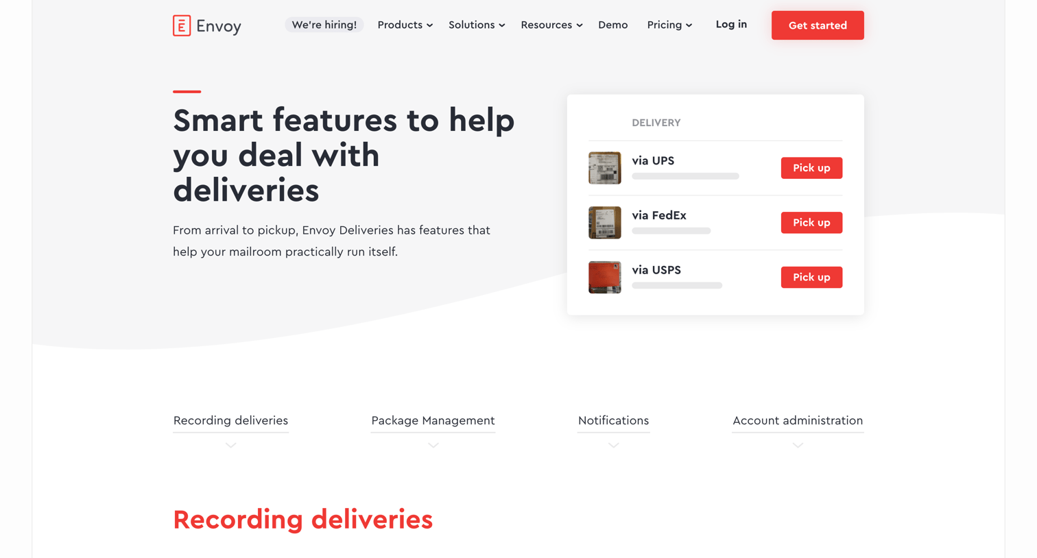 Envoy - Mailroom Management and Package Tracking - Features | Envoy screen