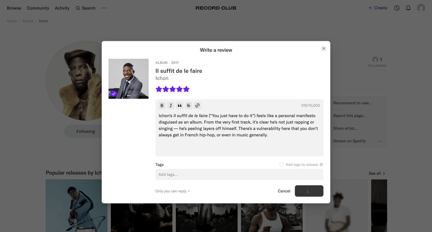 Record club - Ichon – Record Club screen