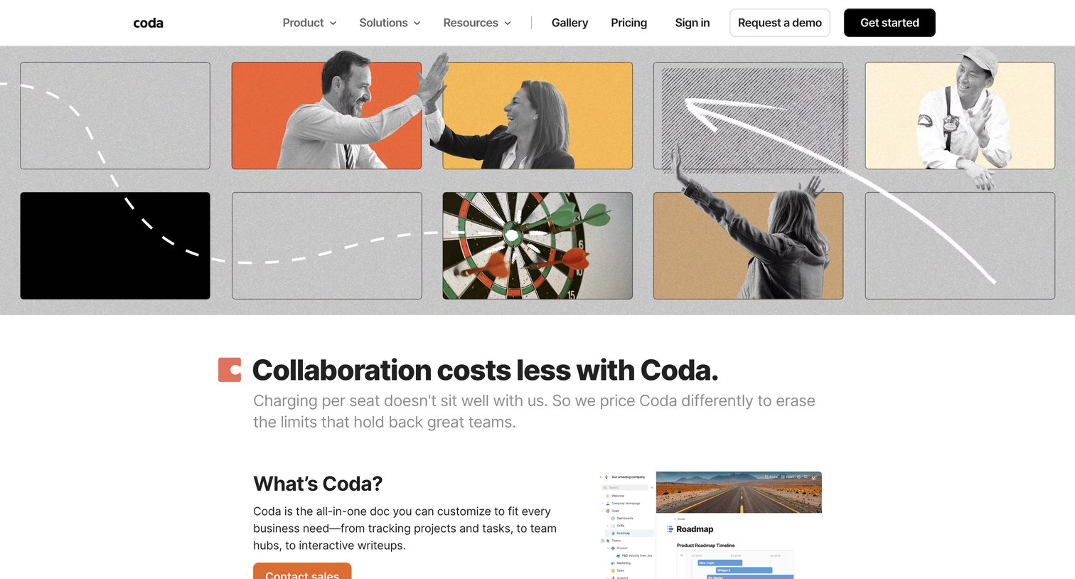 Coda - Collaboration costs less with Coda, we price differently - Coda screen