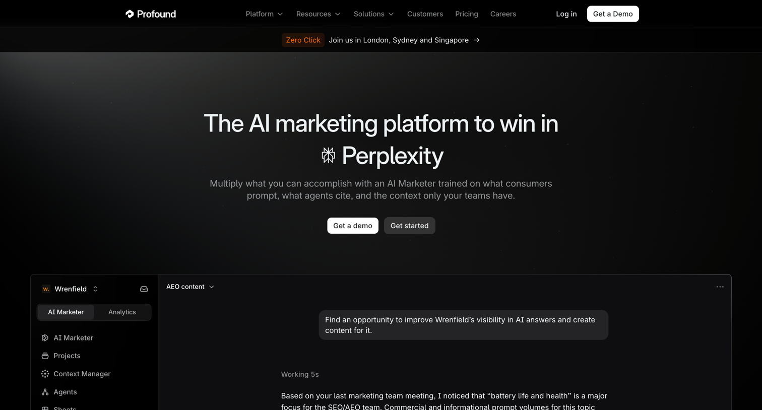 Tryprofound - Profound | The AI Platform to Power Your Marketing screen