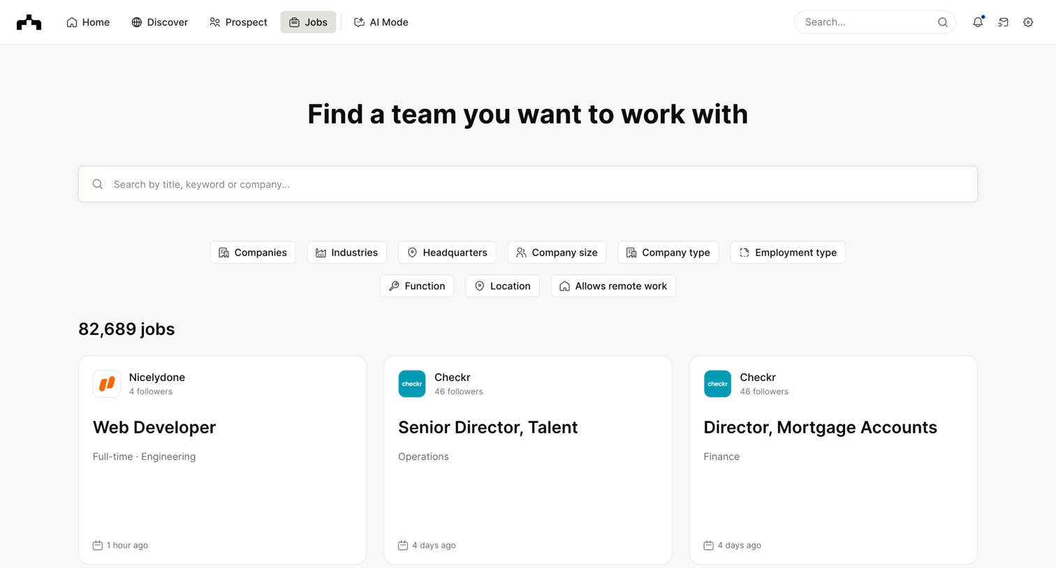 The org - Jobs | The Org screen