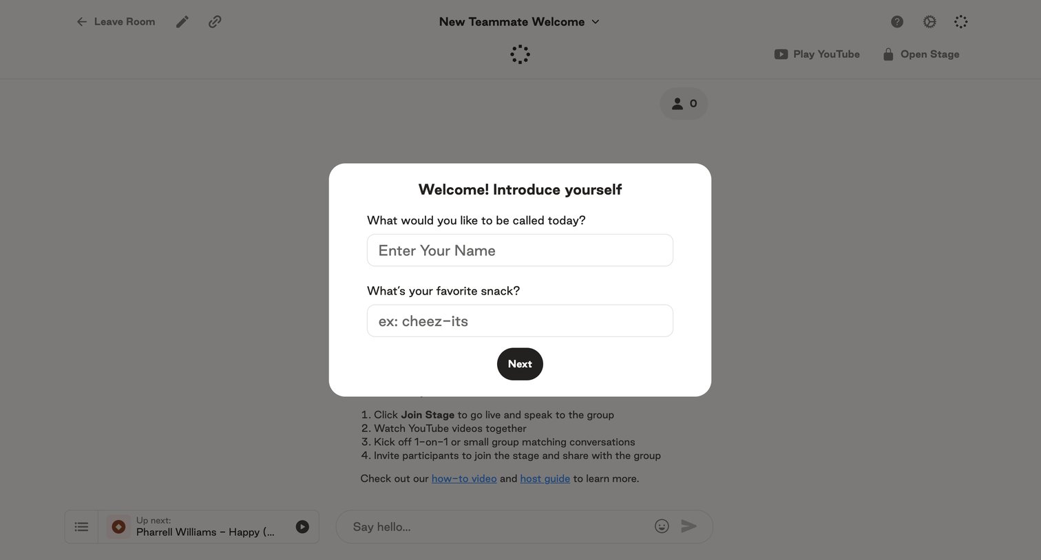 Gatheround - New Teammate Welcome — Gatheround — A better way to bring your pe screen