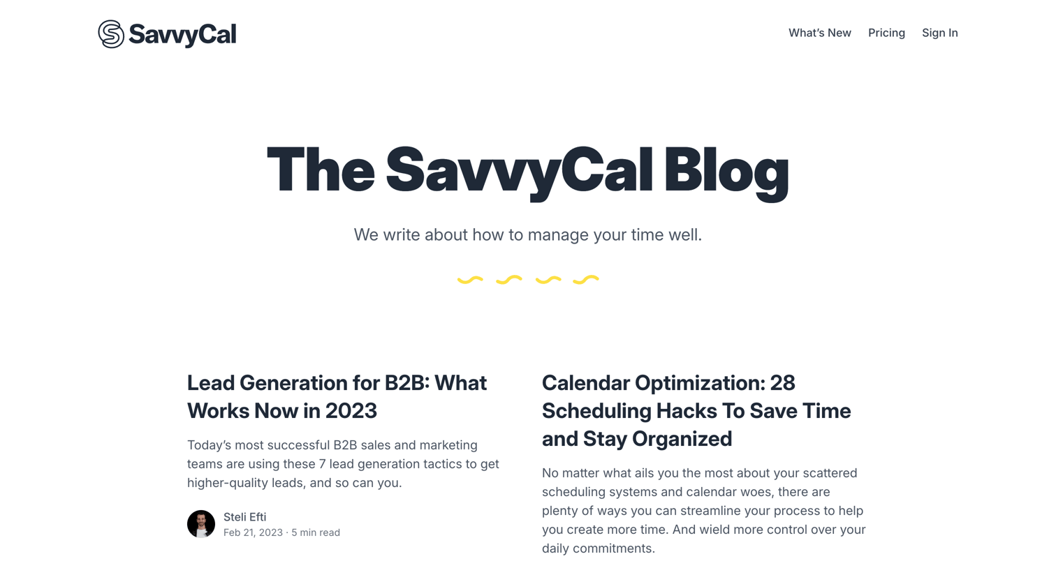 SavvyCal - Articles · SavvyCal screen