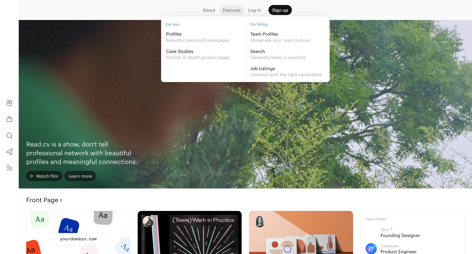 Read.cv - Explore screen