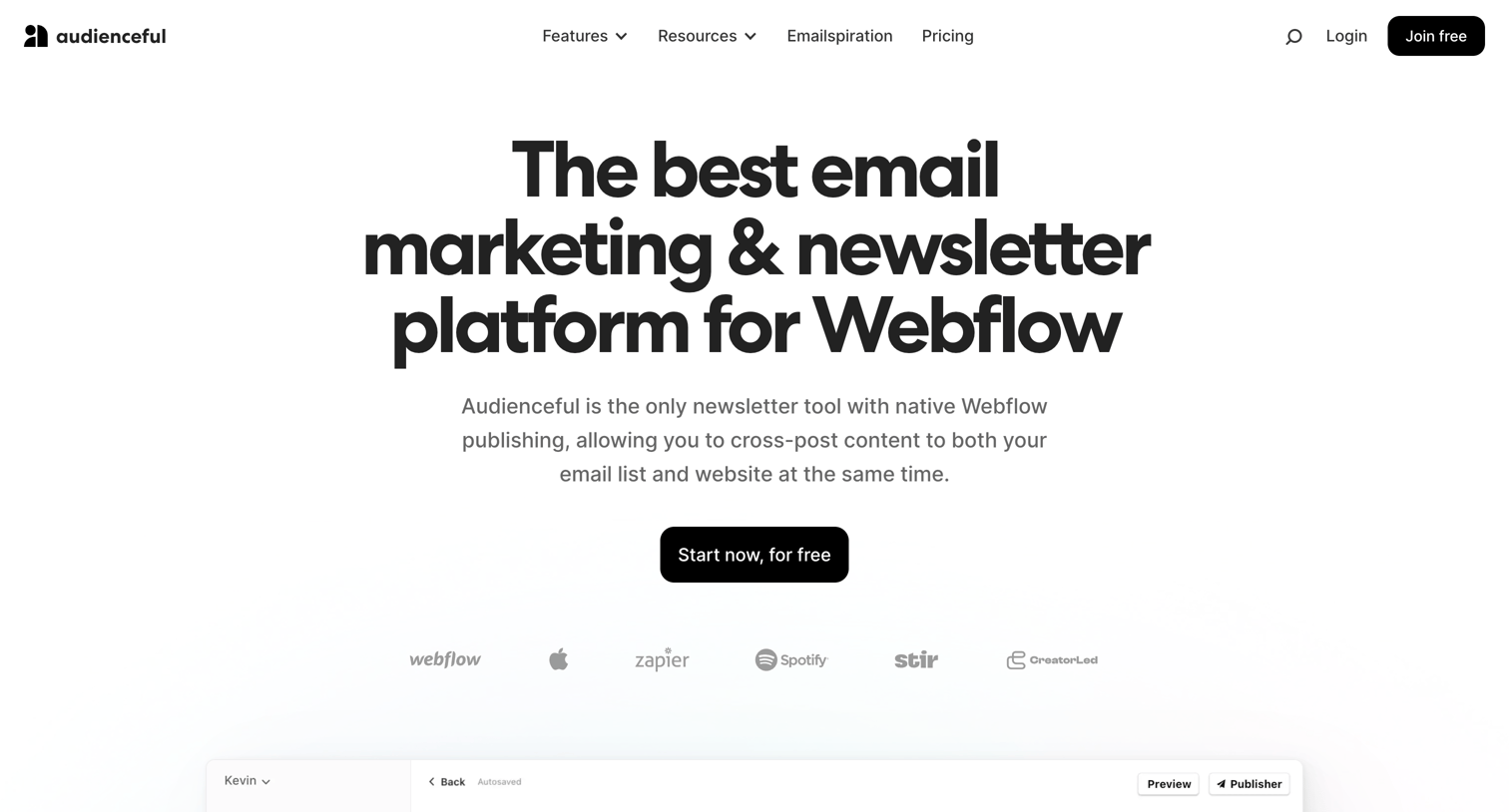 Audienceful - The best email marketing platform for Webflow | Audienceful screen