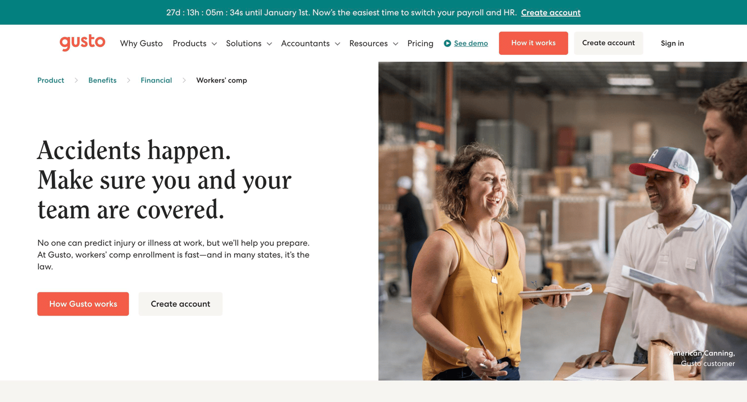 Gusto - 2023 Test | Get Workers Compensation Insurance for Your Small Busi screen