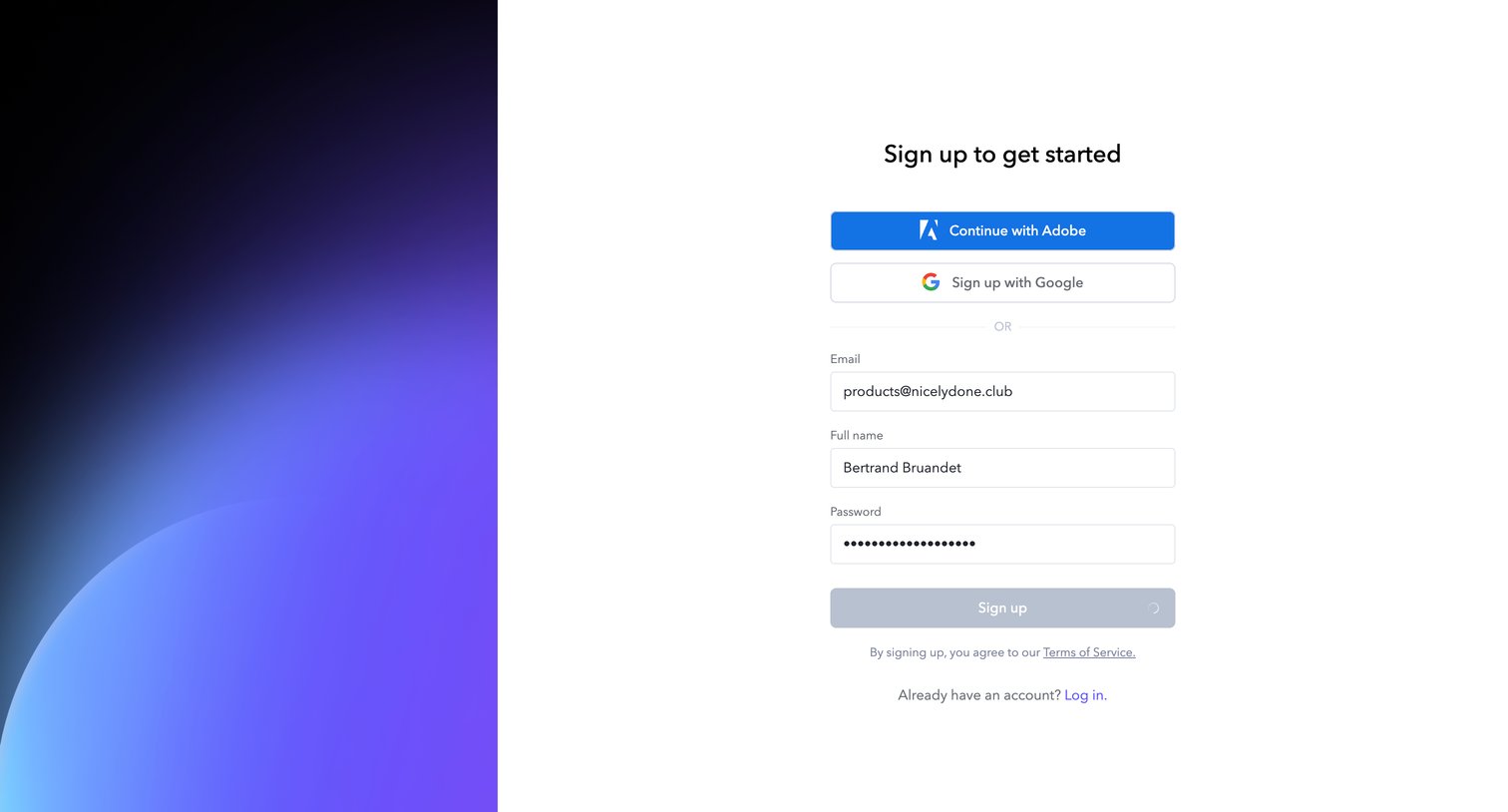 Frame.io - Login - Frame.io screen