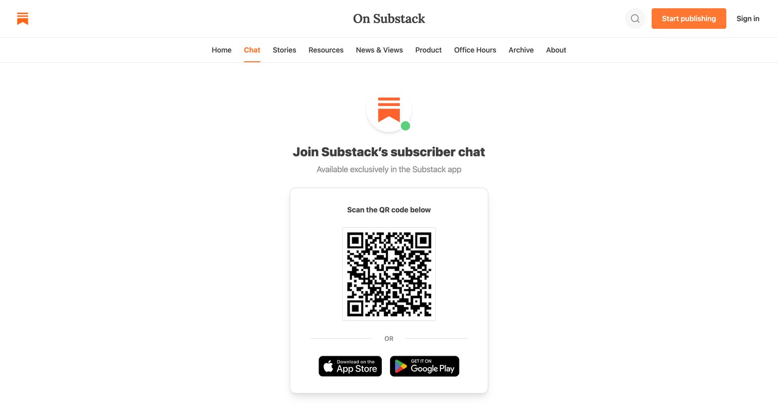 Substack - Join Substack’s subscriber chat screen