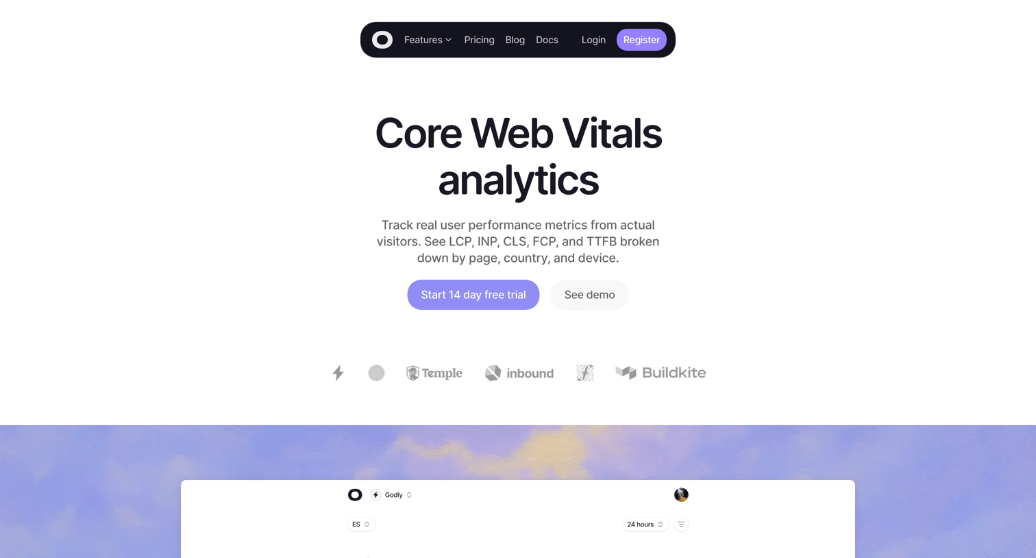 Visitors - Core Web Vitals & Performance Analytics - Visitors screen