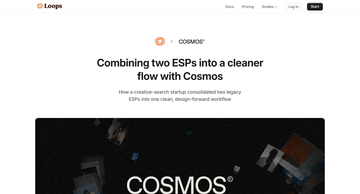 Loops - Combining two ESPs into a cleaner flow with Cosmos - Loops Customer Stories screen