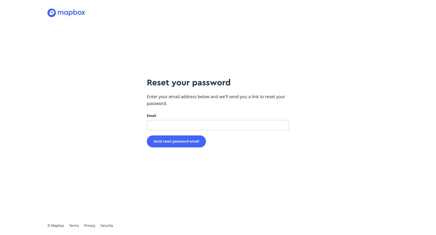 Mapbox - Reset password | Mapbox screen